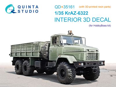 QD+35161 - KrAZ-6322 3D-Printed &amp; coloured Interior on decal paper (HobbyBoss) (with 3D-printed resin parts)  - 1:35