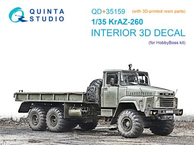 QD+35159 - KrAZ-260 3D-Printed &amp; coloured Interior on decal paper (HobbyBoss) (with 3D-printed resin parts)  - 1:35