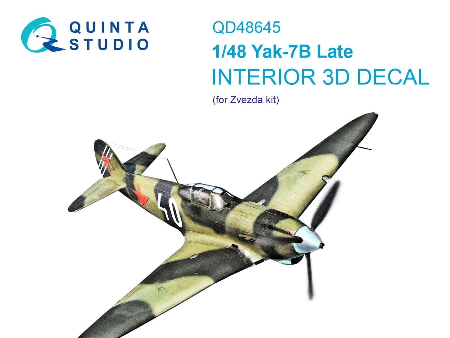 QD48645 - Yak-7B 3D-Printed &amp; coloured Interior on decal paper (Zvezda) - 1:48