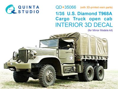 QD+35066 - U.S. Diamond T 968A Cargo truck (open cab) 3D-Printed &amp; coloured Interior on decal paper (Mirror Models) (with 3D-printed resin parts) - 1:35