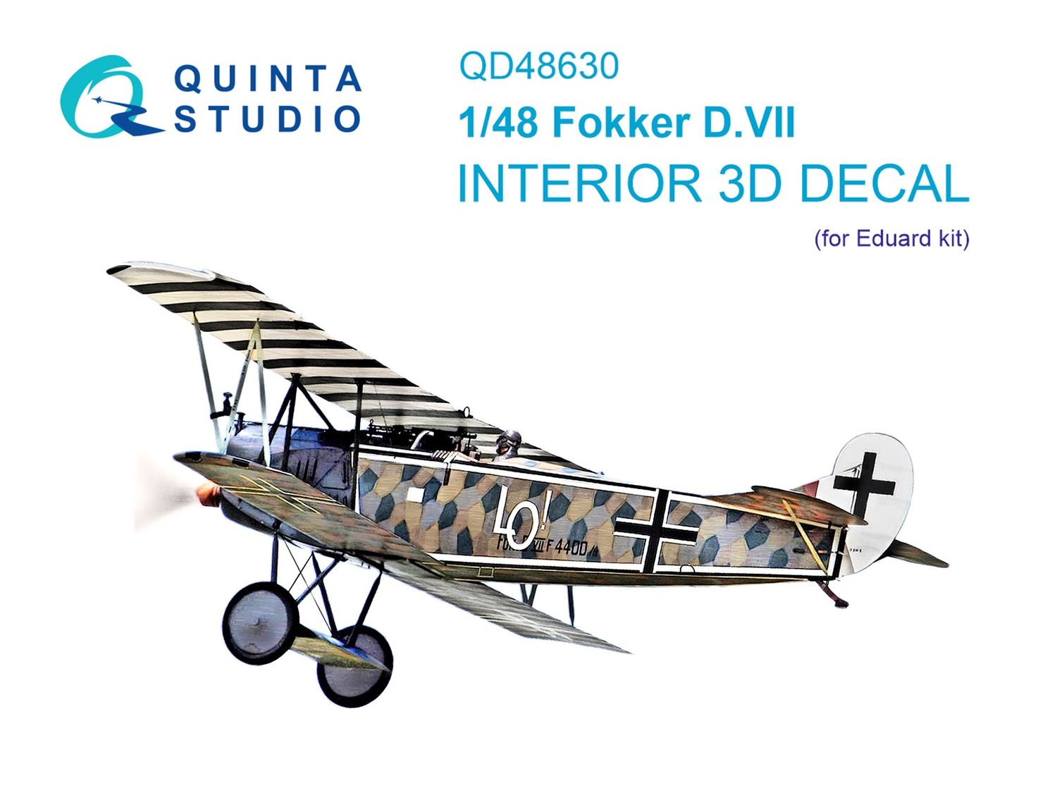 QD48630 - Fokker D.VII 3D-Printed &amp; coloured Interior on decal paper (Eduard) - 1:48