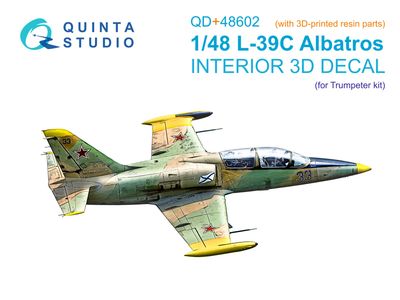 QD+48602 - L-39C 3D-Printed &amp; coloured Interior on decal paper (Trumpeter)(with 3D-printed resin parts) - 1:48