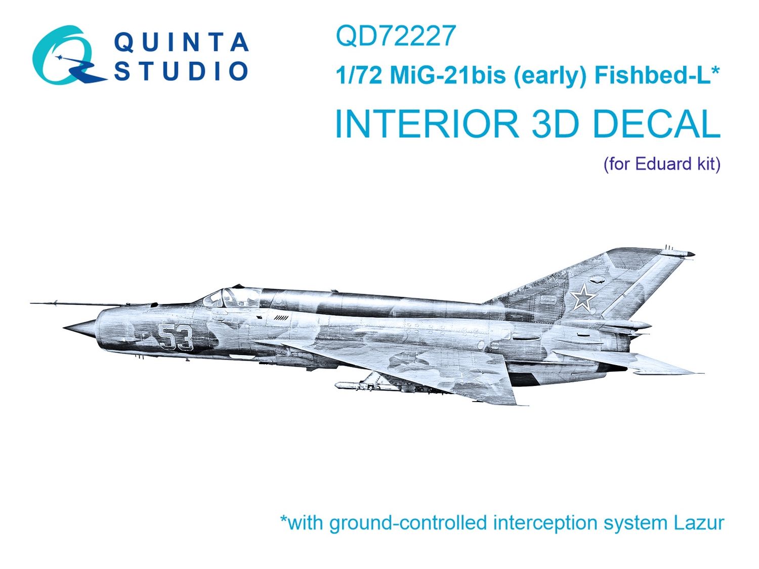 QD72227 - MiG-21bis early 3D-Printed &amp; coloured Interior on decal paper (Eduard) - 1:72