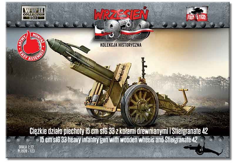 PL1939-123 - 15 cm sIG 33 heavy infantry gun with wooden wheels and Stielgranate 42 - 1:72