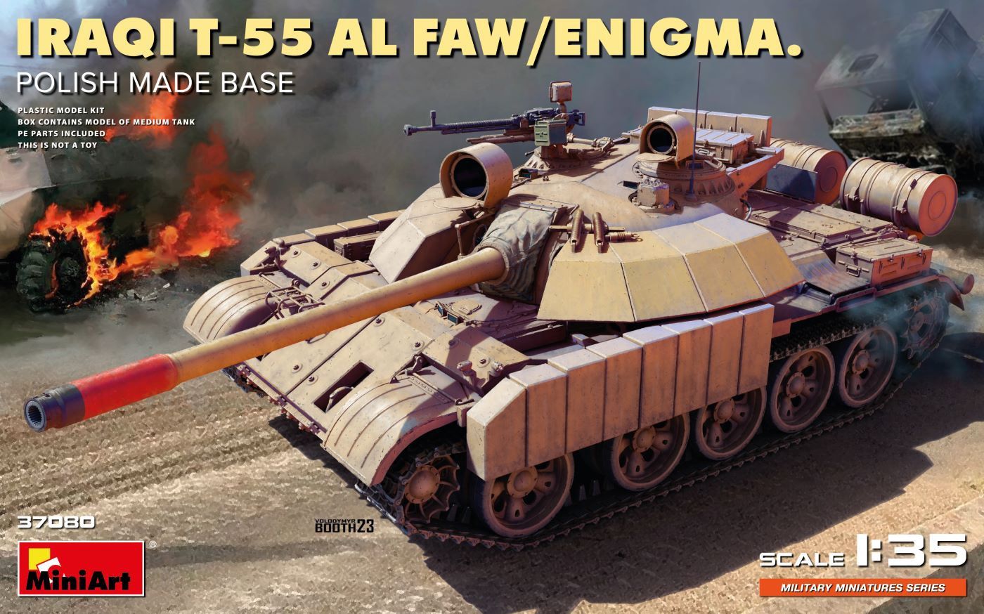 37080 - Iraqi T-55 Al Faw/Enigma. - Polish Made Base - 1:35