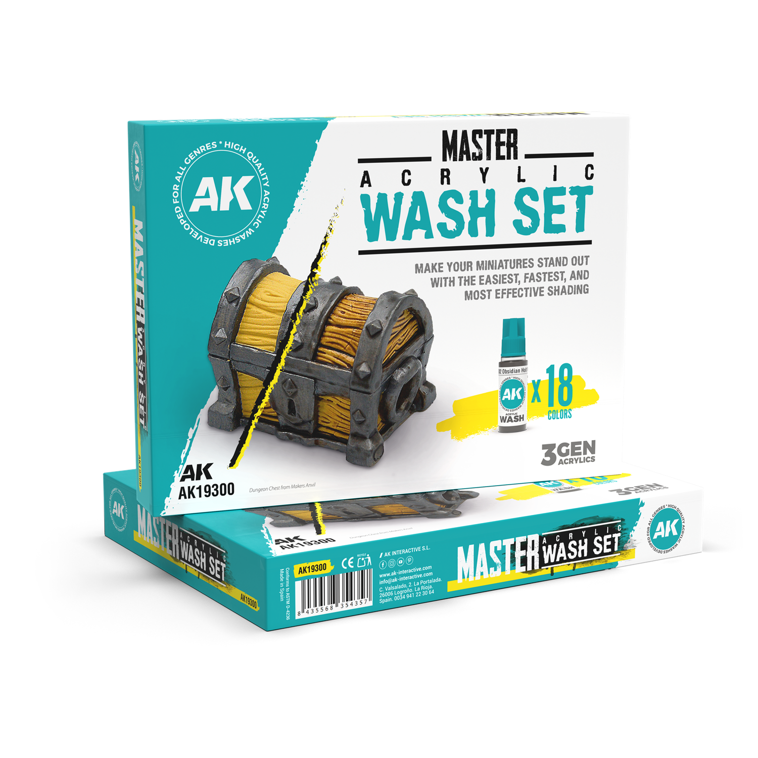 AK19300 - Master Acrylic Wash Set Full Range - 18x18ml