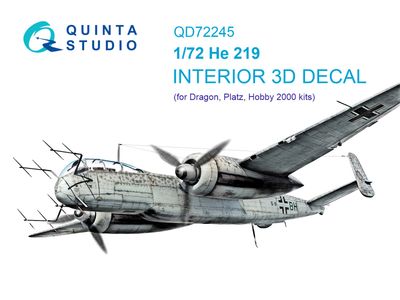 QD72245 - He 219 3D-Printed &amp; coloured Interior on decal paper (Dragon) - 1:72