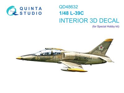 QD48632 - L-39C 3D-Printed &amp; coloured Interior on decal paper (Special Hobby) - 1:48