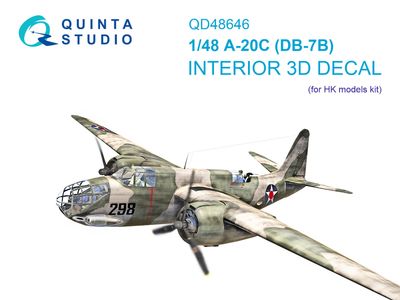 QD48646 - A-20C Havoc (DB-7B) 3D-Printed &amp; coloured Interior on decal paper (HK models) - 1:48