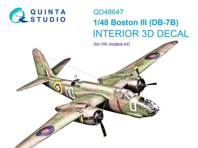 QD48647 - Boston III (DB-7B) 3D-Printed &amp; coloured Interior on decal paper (HK models) - 1:48