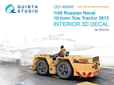 QD+48648 - Russian naval tow tractor 3913 3D-Printed &amp; coloured Interior on decal paper (RFM) (with 3D-printed resin parts) - 1:48
