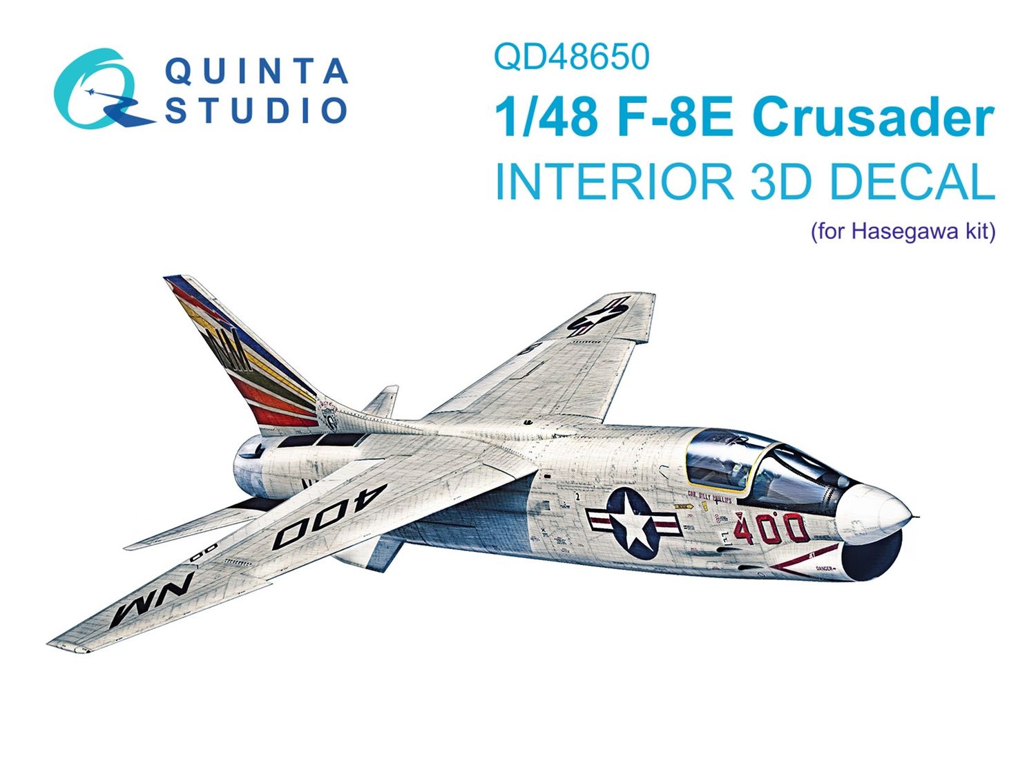 QD48650 - F-8E Crusader 3D-Printed &amp; coloured Interior on decal paper (Hasegawa/Hobby 2000) - 1:48