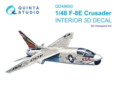 QD48650 - F-8E Crusader 3D-Printed &amp; coloured Interior on decal paper (Hasegawa/Hobby 2000) - 1:48