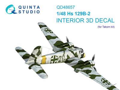 QD48657 - Hs 129B-2 3D-Printed &amp; coloured Interior on decal paper (Takom) - 1:48