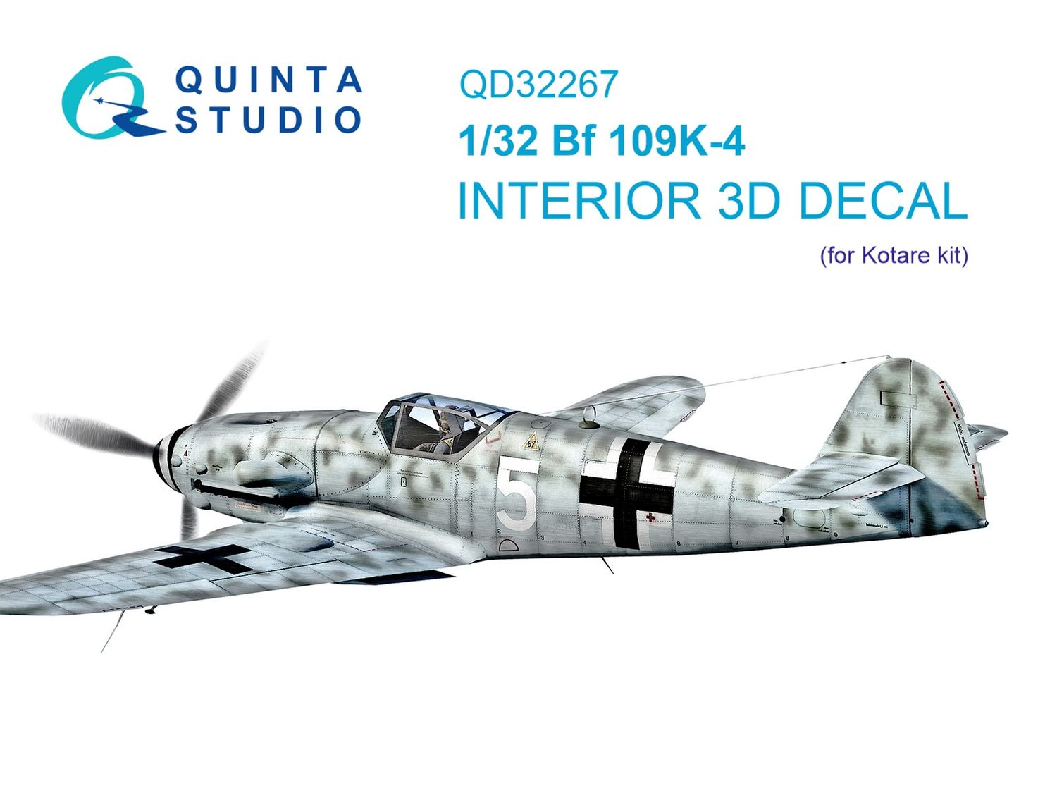 QD32267 - Bf 109K-4 3D-Printed &amp; coloured Interior on decal paper (Kotare) - 1:32