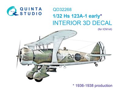 QD32268 - Hs 123A-1 early 3D-Printed &amp; coloured Interior on decal paper (ICM) - 1:32