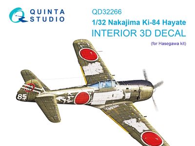 QD32266 - Nakajima Ki-84 Hayate 3D-Printed &amp; coloured Interior on decal paper (Hasegawa) - 1:32