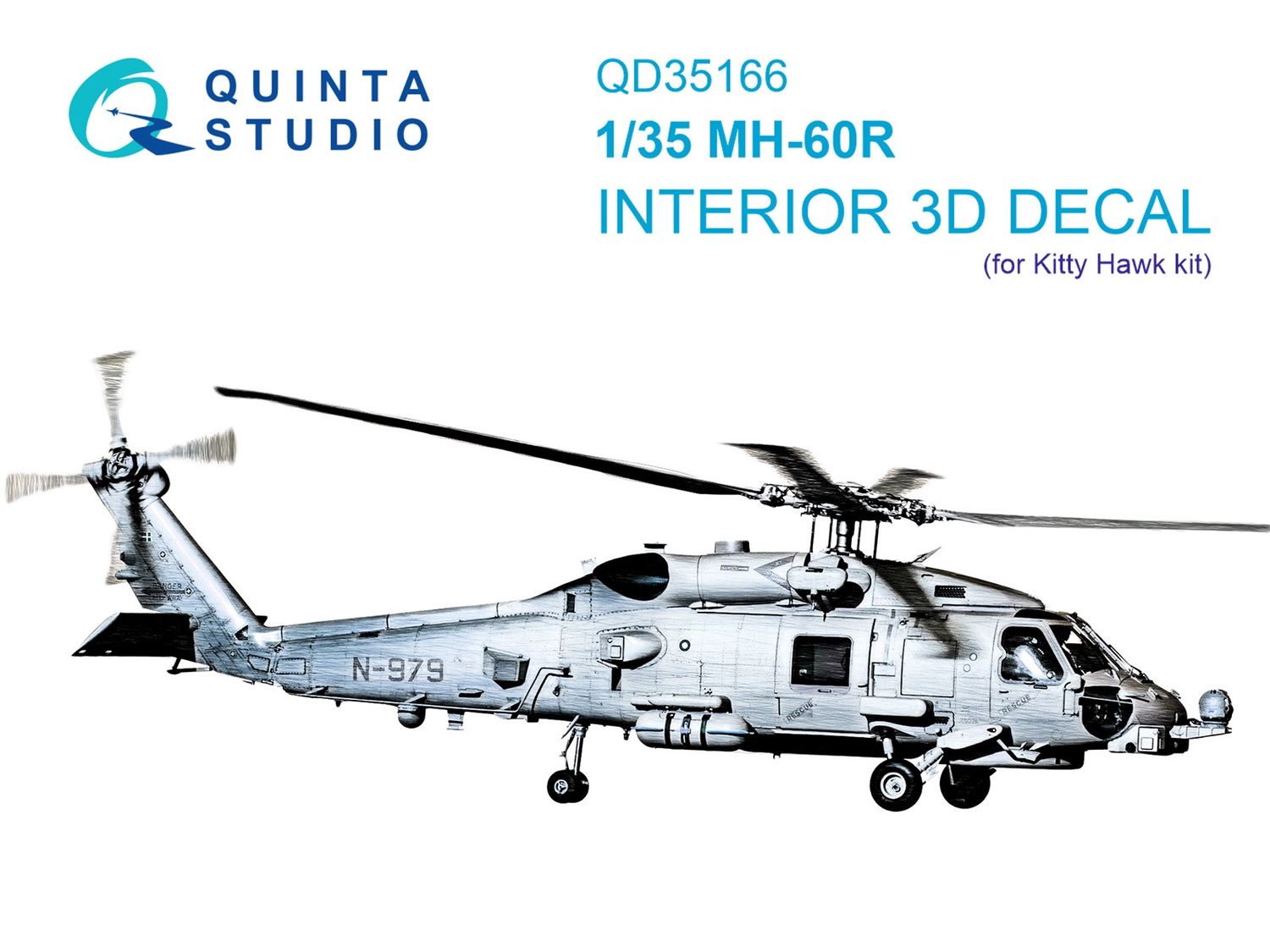 QD35166 - МН-60R Seahawk 3D-Printed &amp; coloured Interior on decal paper (Kitty Hawk) - 1:35