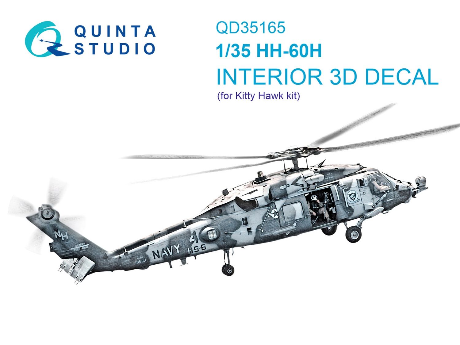 QD35165 - HH-60H Rescue Hawk 3D-Printed &amp; coloured Interior on decal paper (Kitty Hawk) - 1:35