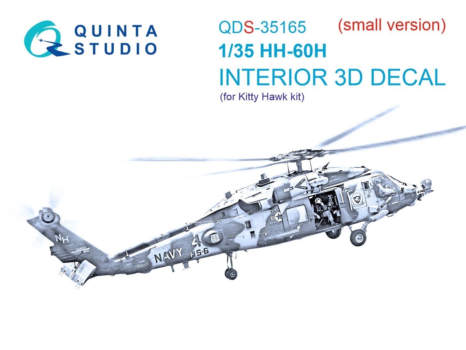 QDS-35165 - HH-60H Rescue Hawk 3D-Printed &amp; coloured Interior on decal paper (Kitty Hawk) - Small Version - 1:35