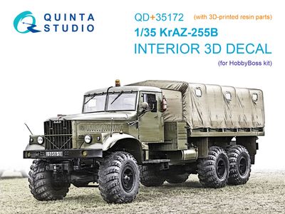 QD+35172 - KrAZ-255B 3D-Printed &amp; coloured Interior on decal paper (HobbyBoss) (with 3D-printed resin parts)  - 1:35