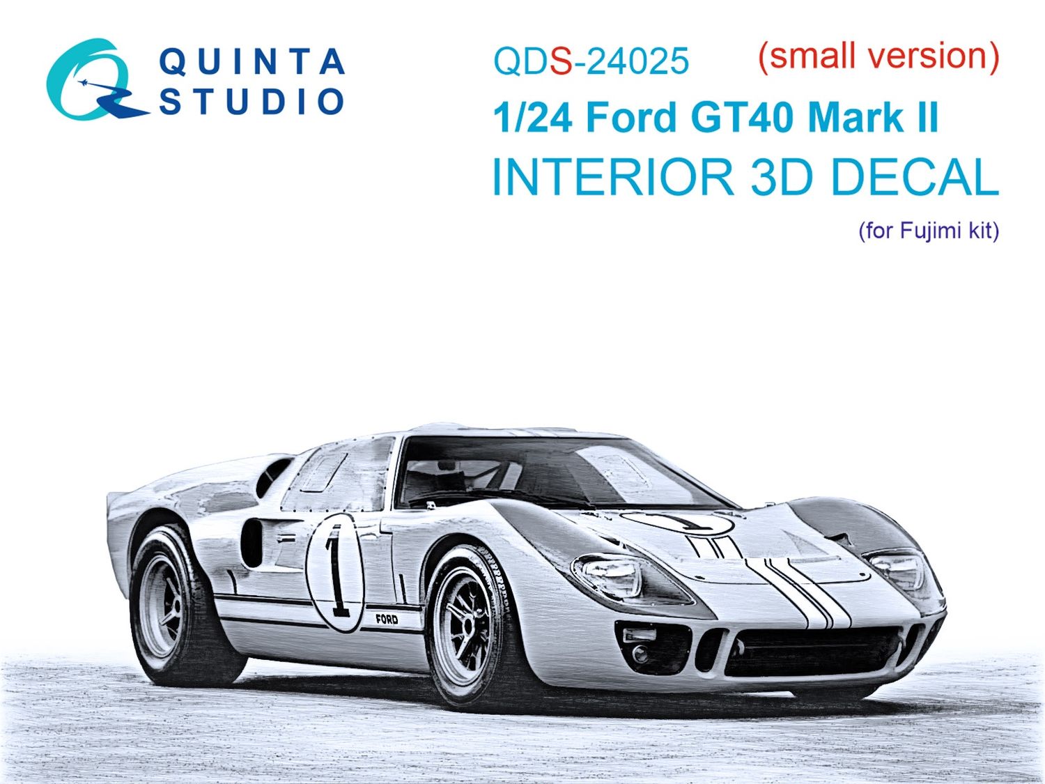 QD+24025 - Ford GT40 Mark II 3D-Printed &amp; coloured Interior on decal paper (Fujimi) (with 3D-printed resin parts) - 1:24