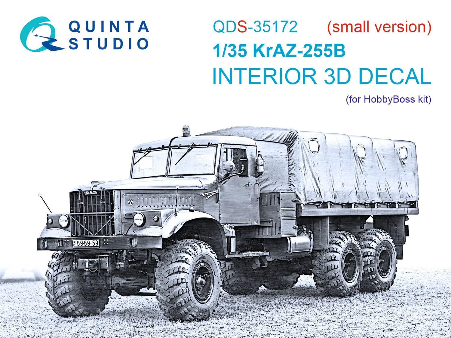 QDS-35172 - KrAZ-255B 3D-Printed &amp; coloured Interior on decal paper (HobbyBoss) - Small Version - 1:35