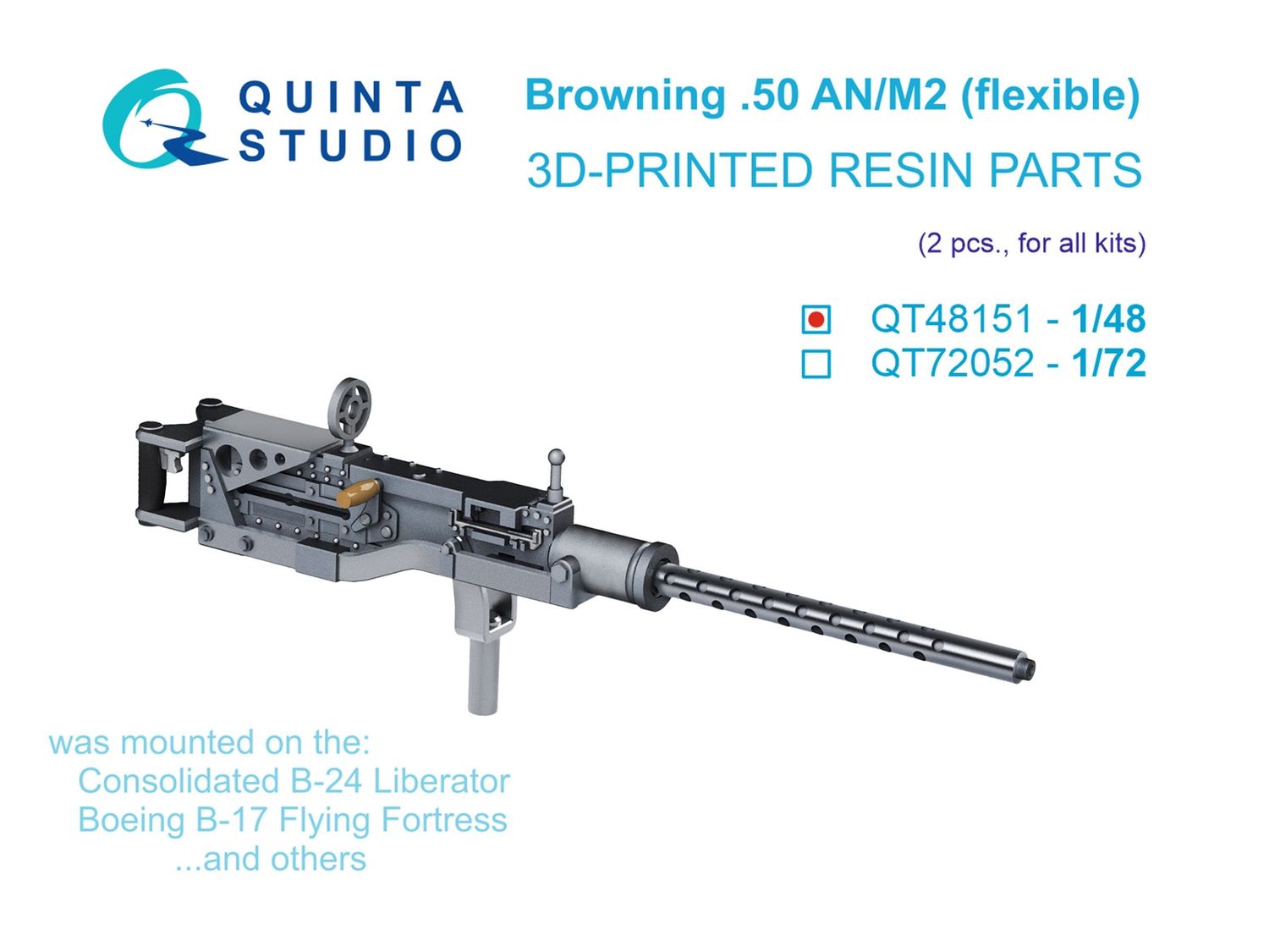 QT48151 - Browning .50 AN_M2 (flexible) Machine Gun, 2 pcs (for all kits) - 1:48