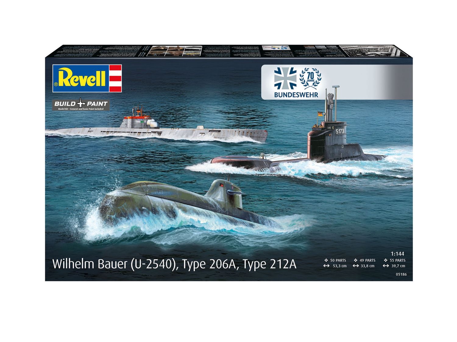 05186 - Wilhelm Bauer (U-2540) ,Type 206A, Type 12A - 70 Years Bundeswehr - 1:144
