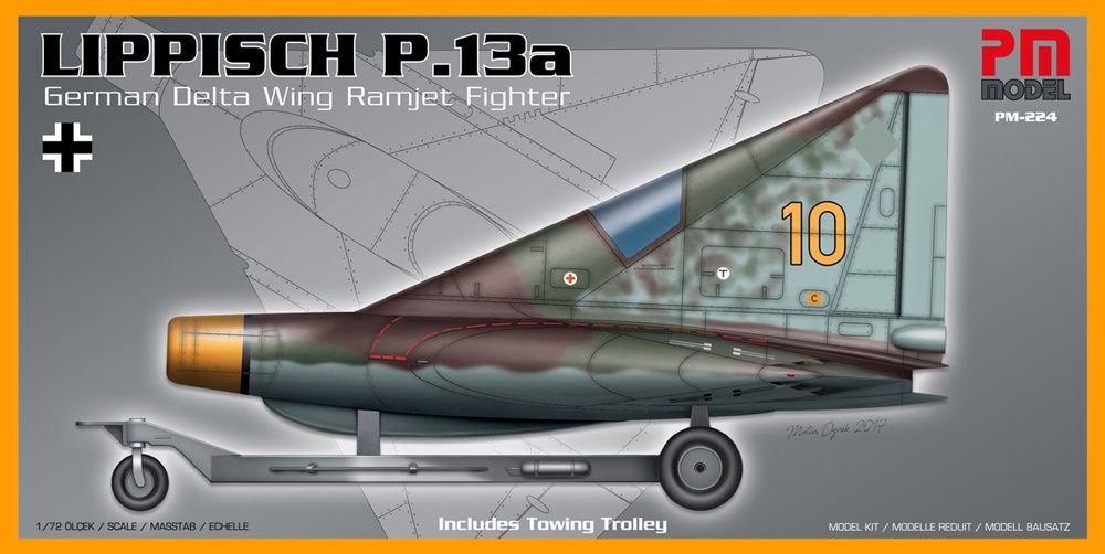PM-224 - Lippisch P.13a German Delta Wing Ramjet Fighter - includes towing trolley - 1:72