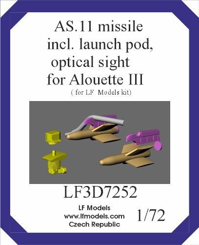 LF3D7252 - AS.11 missile incl. launch pod, optical sight for Aloutte III - 1:72