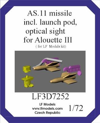 LF3D7252 - AS.11 missile incl. launch pod, optical sight for Aloutte III - 1:72