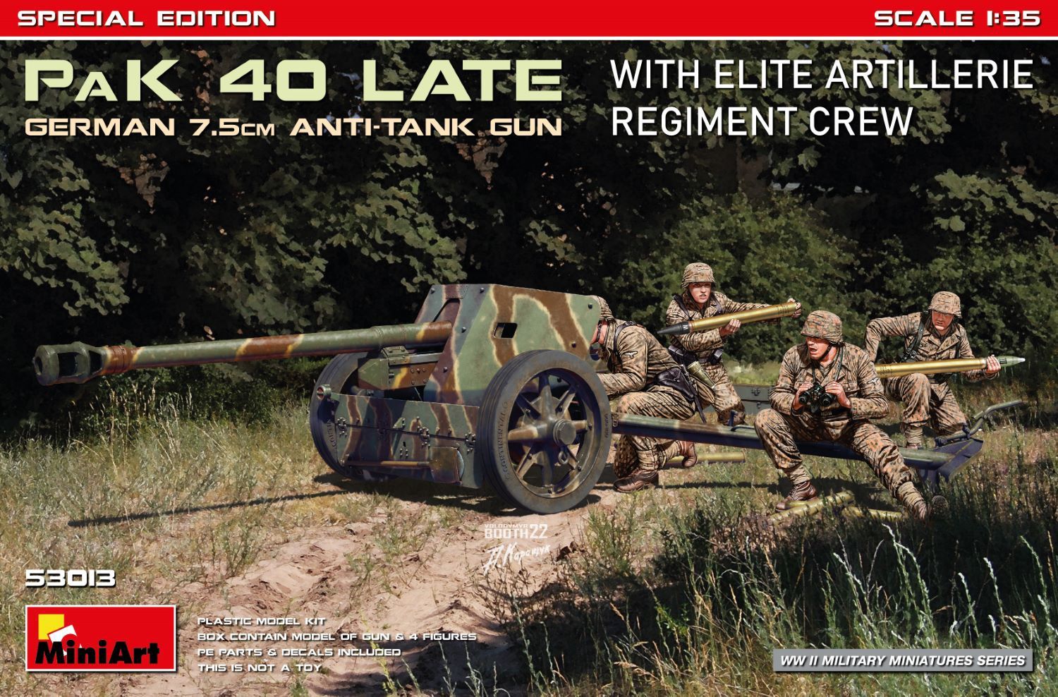 53013 - PaK 40 Late German 7.5cm Anti-Tank Gun with Elite Artillerie Regiment Crew - 1:35