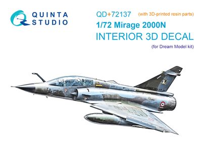 QD+72137 - Mirage 2000N 3D-Printed &amp; coloured Interior on decal paper (Dream Model) (with 3D-printed resin part) - 1:72