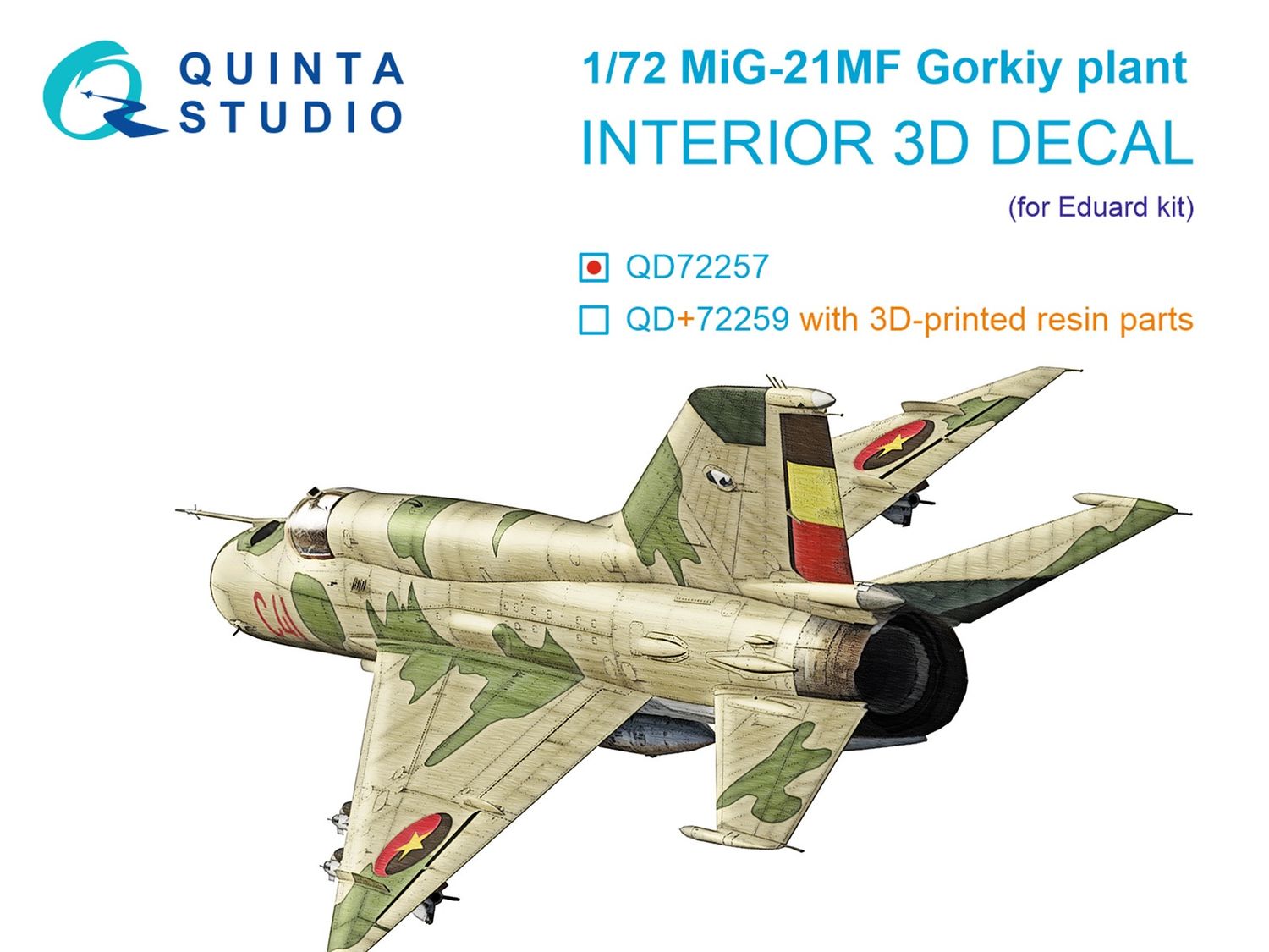 QD72257 - MiG-21MF (Gorkiy plant) 3D-Printed &amp; coloured Interior on decal paper (Eduard) - 1:72