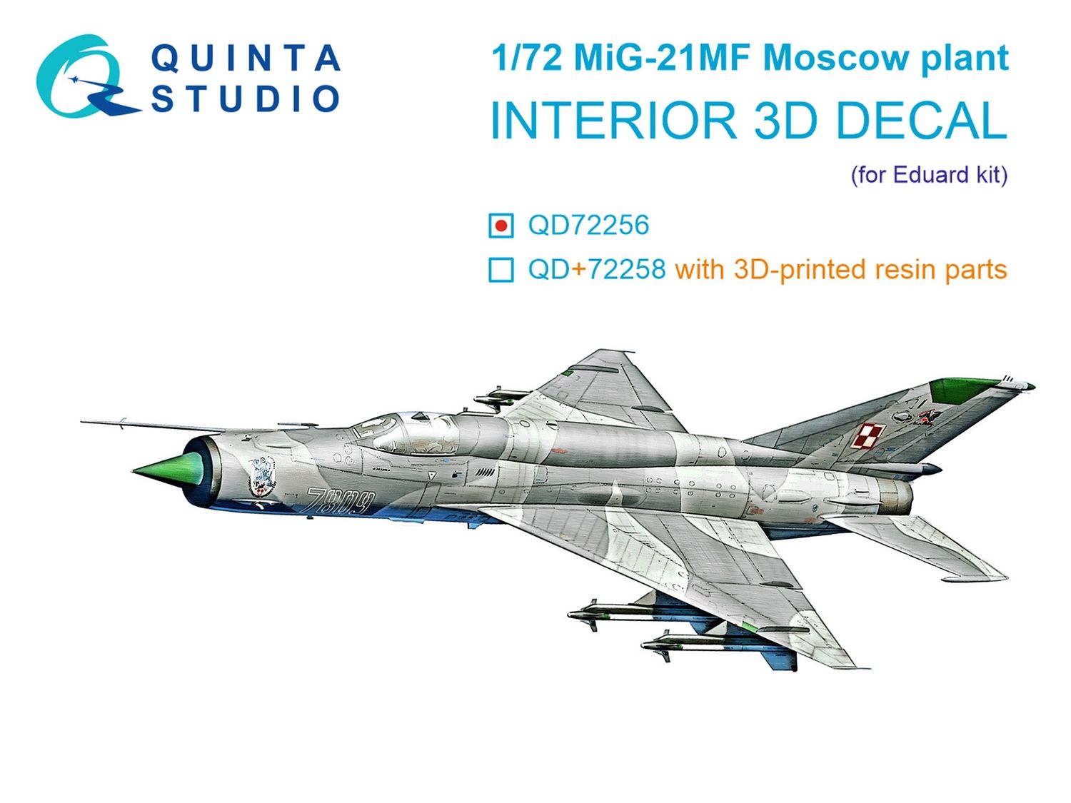 QD72256 - MiG-21MF (Moscow plant) 3D-Printed &amp; coloured Interior on decal paper (Eduard) - 1:72