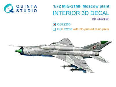 QD72256 - MiG-21MF (Moscow plant) 3D-Printed &amp; coloured Interior on decal paper (Eduard) - 1:72
