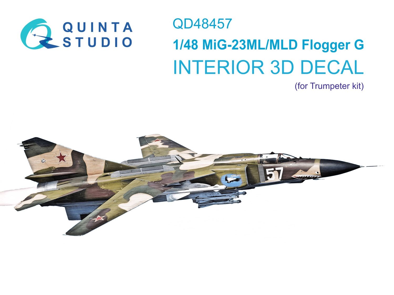 QD48457 - MiG-23ML/MiG-23MLD 3D-Printed &amp; coloured Interior on decal paper (Trumpeter) - 1:48