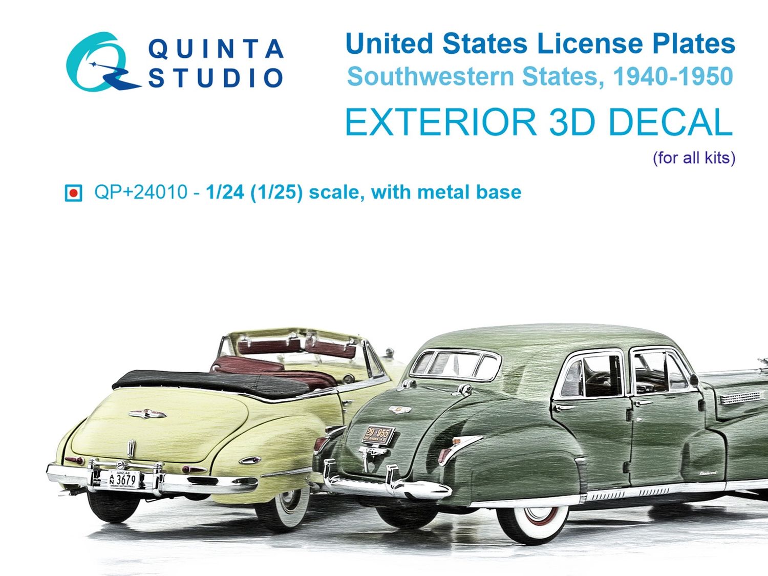 QP+24010 - Southwestern U.S. License Plates 1940-1950 (All kits) (with metal base) - 1:24