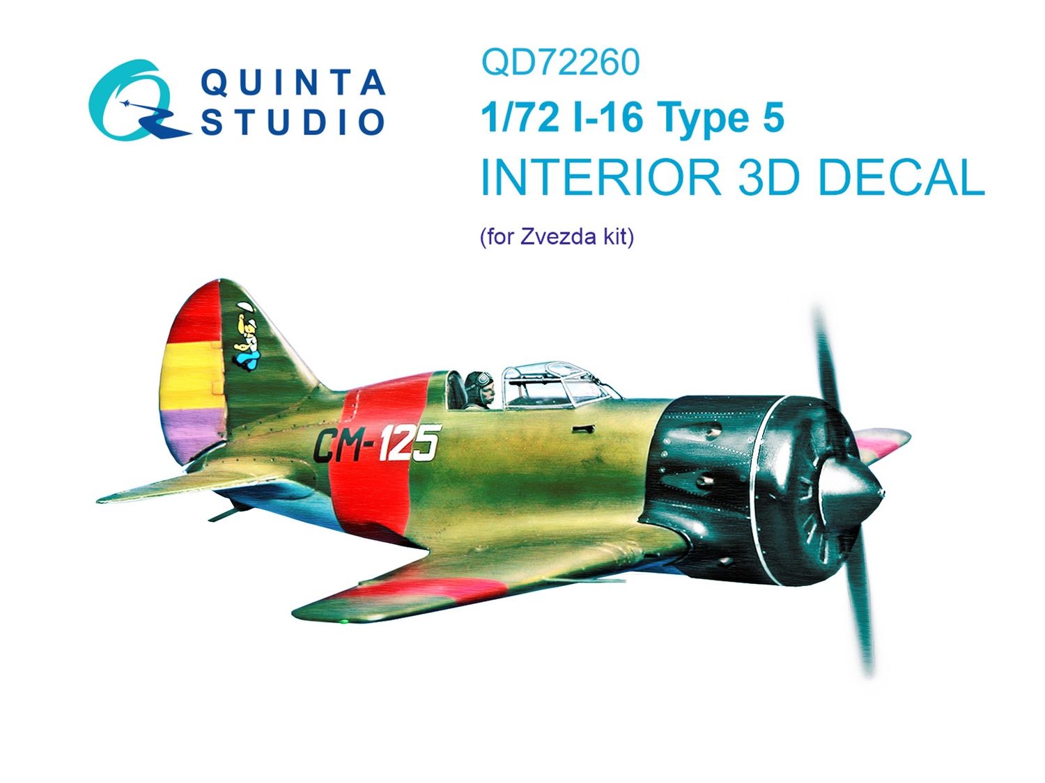 QD72260 - I-16 Type 5 3D-Printed &amp; coloured Interior on decal paper (Zvezda) - 1:72