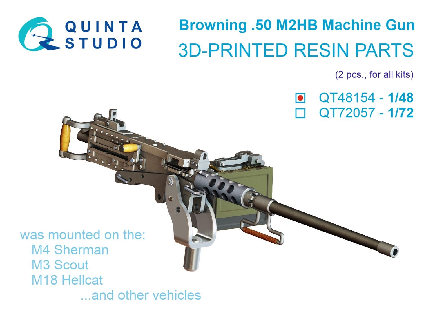 QT48154 - Browning .50 M2HB Machine Gun, 2 pcs (for all kits) - 1:48