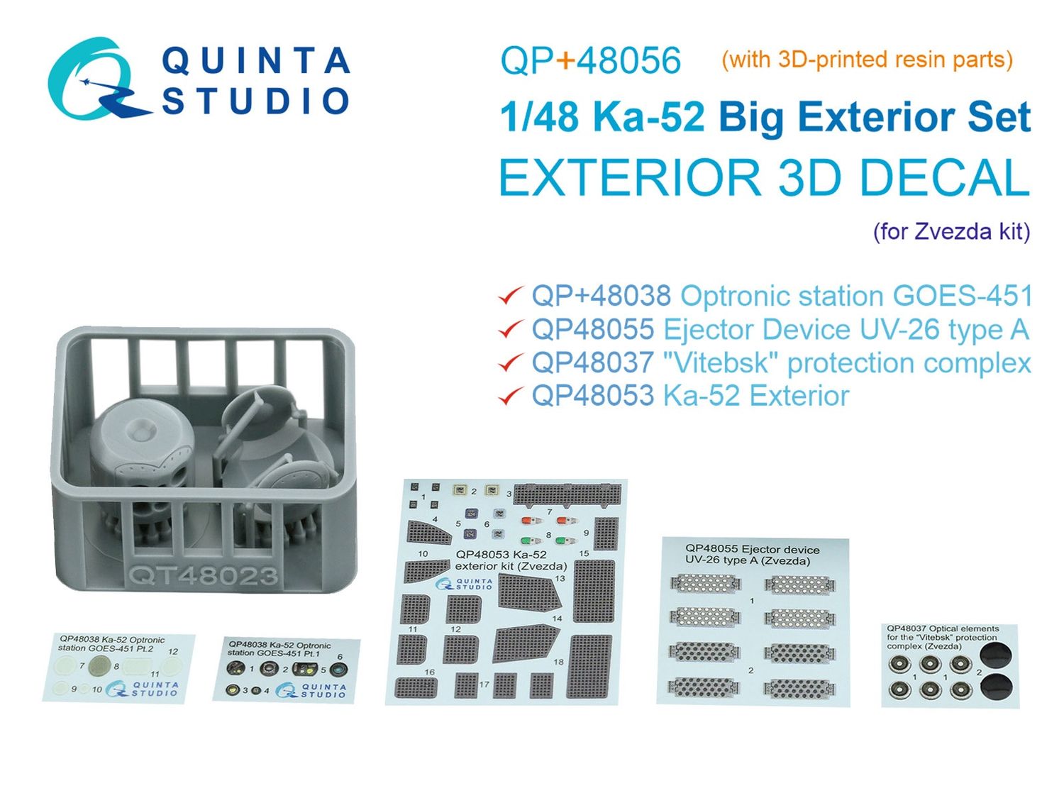 QP+48056 - Big Exterior Set for Ka-52 (Zvezda) - 1:48