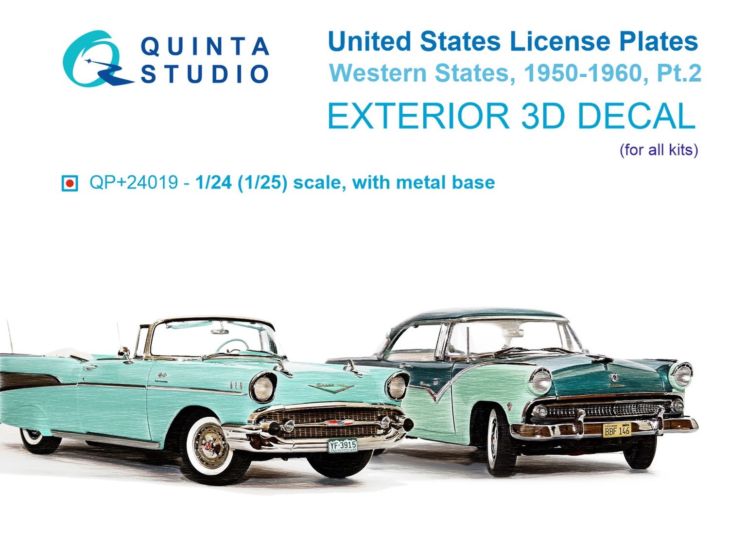 QP+24019 - Western U.S. License Plates 1950-1960 Pt.2 (All kits) (with metal base) - 1:24