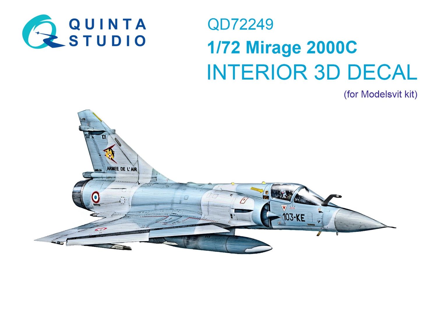 QD72249 - Mirage 2000C 3D-Printed &amp; coloured Interior on decal paper (Modelsvit) - 1:72