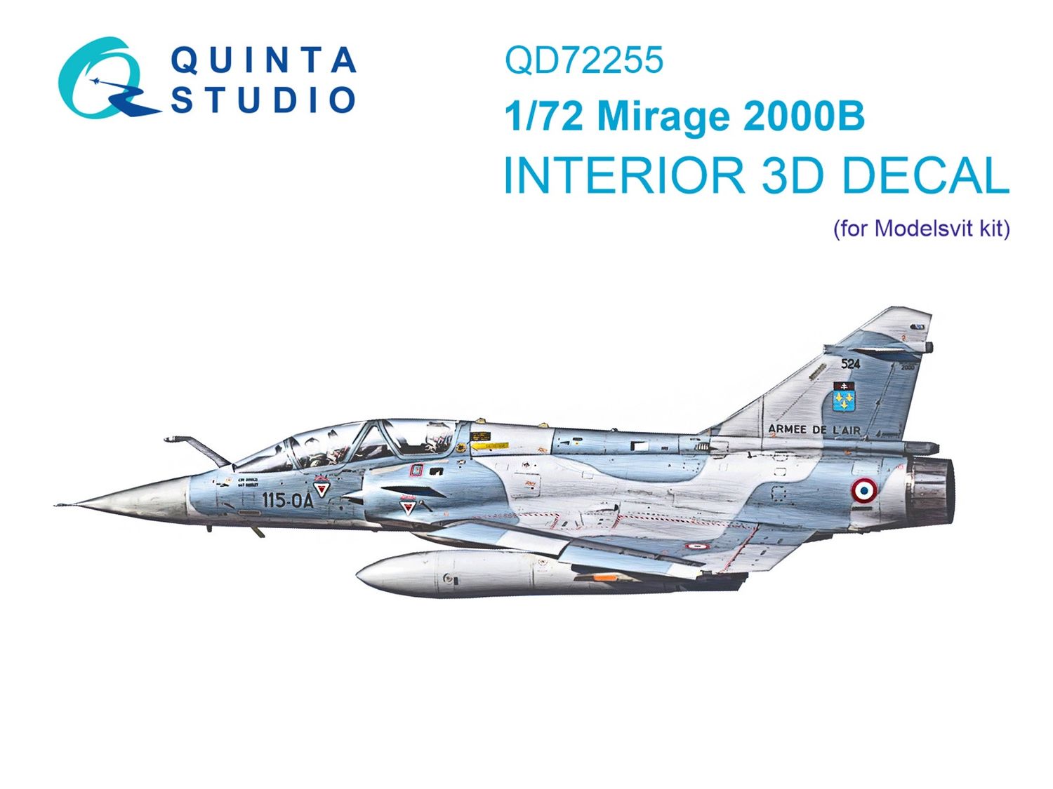 QD72255 - Mirage 2000B 3D-Printed &amp; coloured Interior on decal paper (Modelsvit) - 1:72