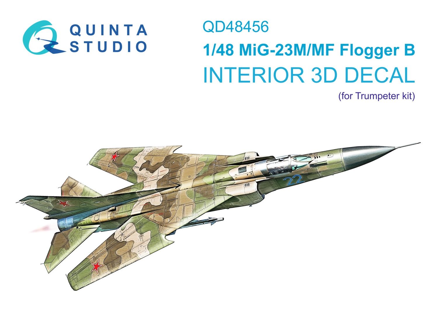 QD48456 - MiG-23M/MiG-23MF 3D-Printed &amp; coloured Interior on decal paper (Trumpeter) - 1:48