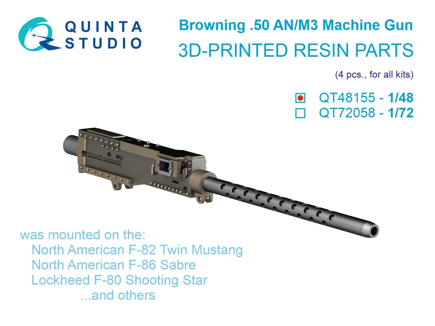 QT48155 - Browning .50 ANM3 Machine Gun, 4 pcs (for all kits) - 1:48