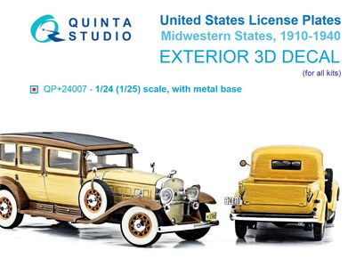 QP+24007 - Midwestern  U.S. License Plates 1910-1940 (All kits) (with metal base) - 1:24