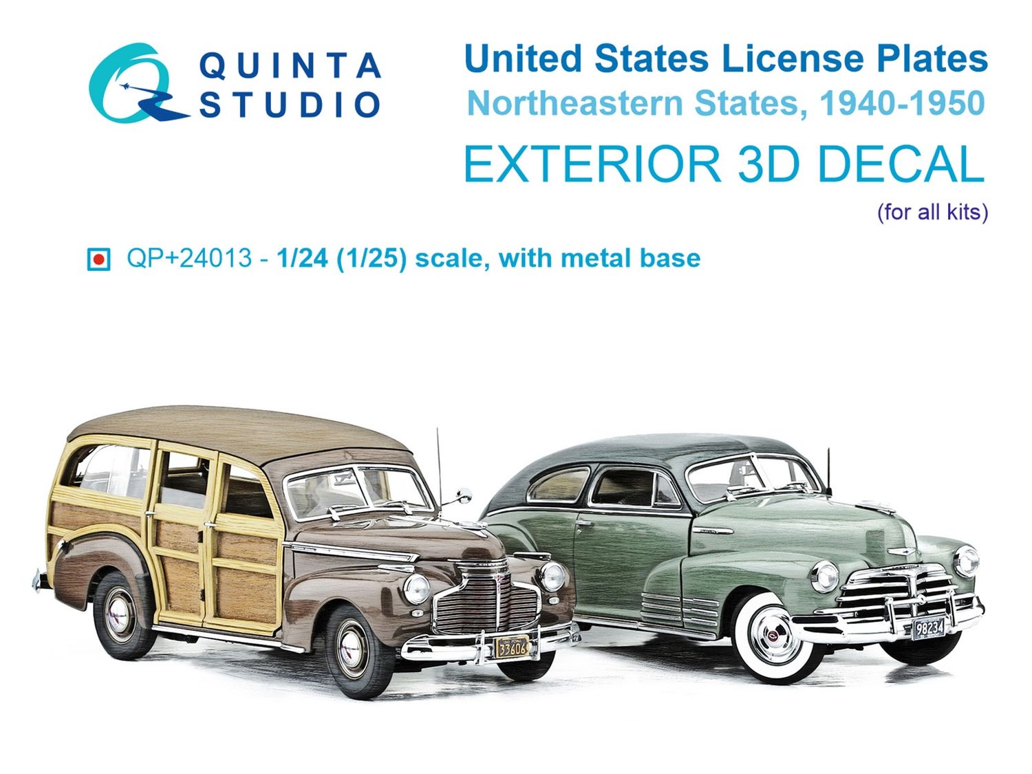 QP+24013 - Northeastern U.S. License Plates 1940-1950 (All kits) (with metal base) - 1:24