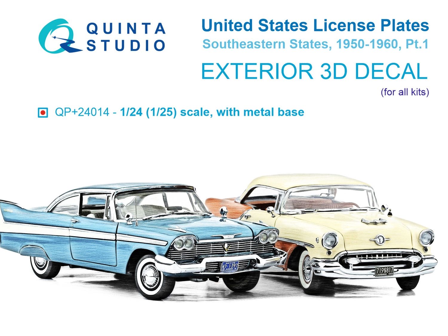 QP+24014 - Southeastern U.S. License Plates 1950-1960 Pt.1 (All kits) (with metal base) - 1:24